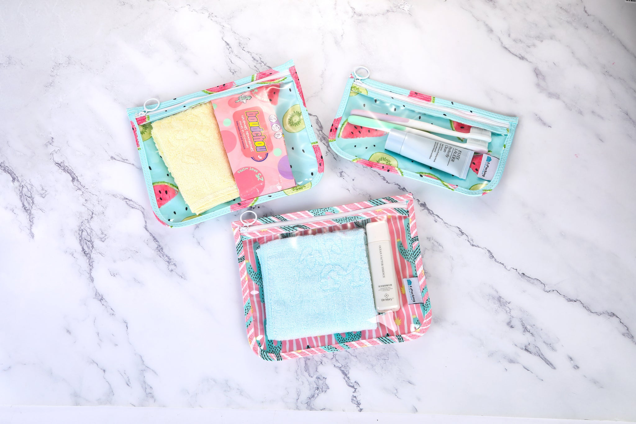 Small and medium pencil toiletries pouches