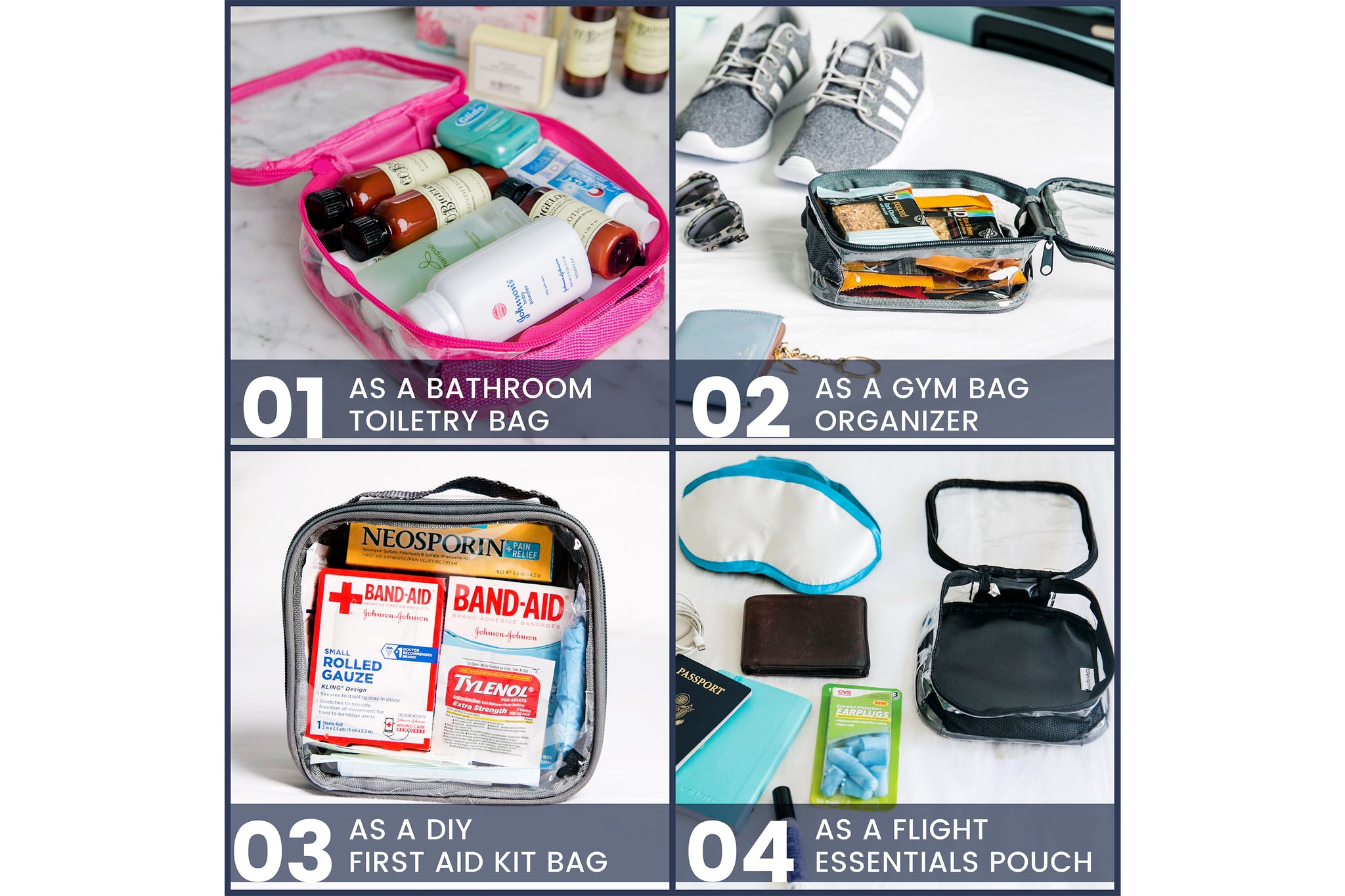 TSA Approved Clear Toiletry Bag - Quart Size 3-1-1 Liquids Toiletries EzPacking Clearview TSA Approved Clear Toiletry Bag - Quart Size 3-1-1 Liquids Toiletries EzPacking Clearview