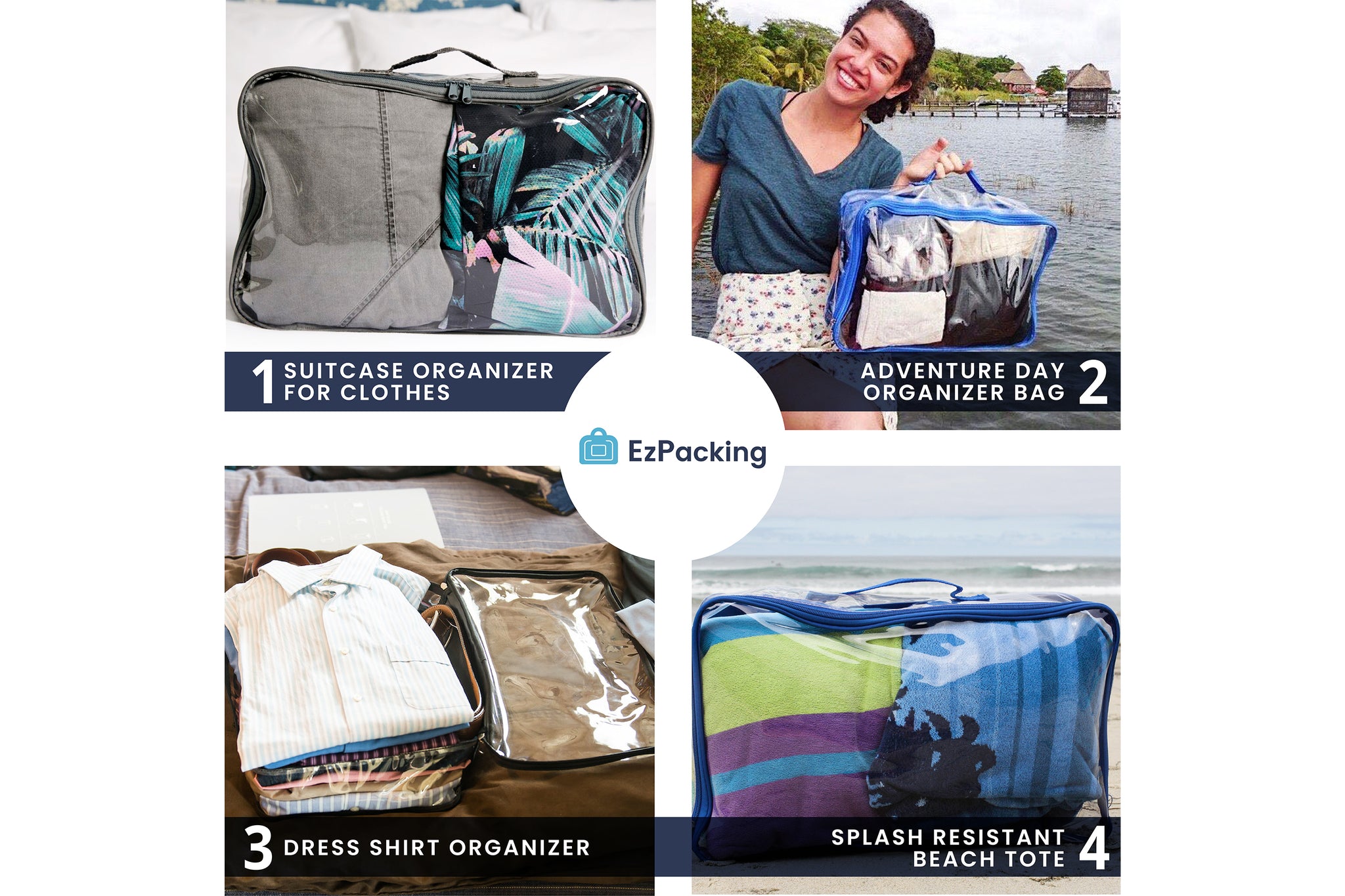Large Packing Cube for Travel - Clear Suitcase Organizer Pouch EzPacking Clearview Large Packing Cube for Travel - Clear Suitcase Organizer Pouch EzPacking Clearview