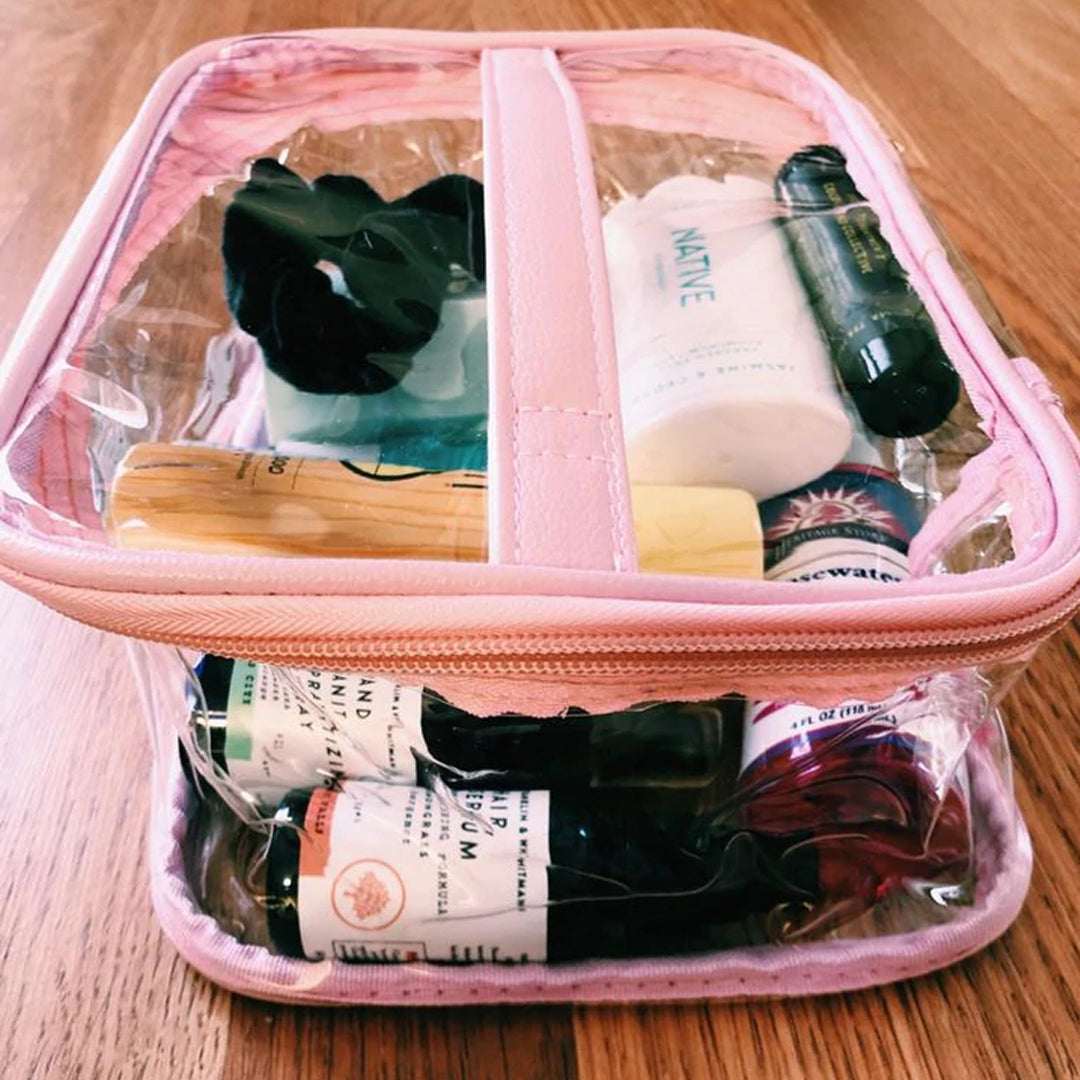 Travel /Makeup Bag Large · Water-Resistant & Spill-Proof Clear Organizer · See-Through Pouch with Handle &Zippers · Silver · EzPacking