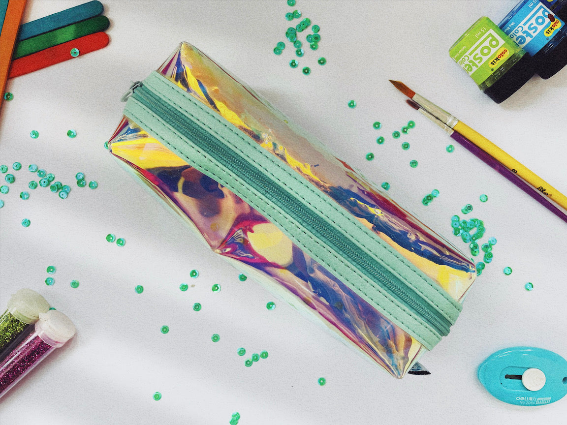 Holographic pouch for art kit and school materials