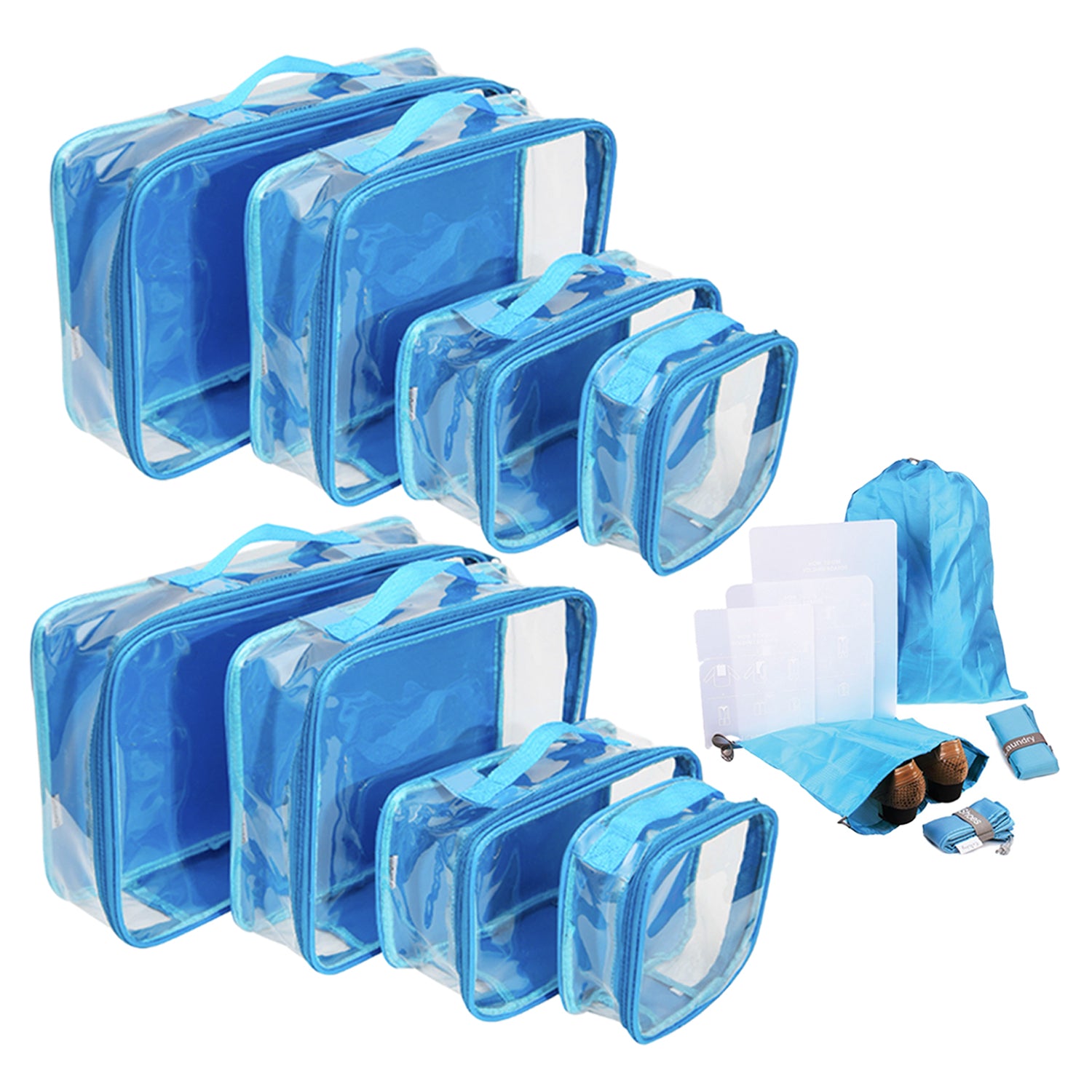 EzPacking Clear Packing Cubes Set of 4 / Packs 7-10 Days of Clothes/Premium PVC Plastic Storage Cube